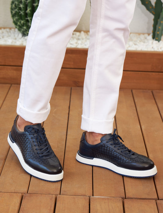 Cabani 108-13 Erkek %100 Hakiki Deri Günlük Ayakkabı Lacivert