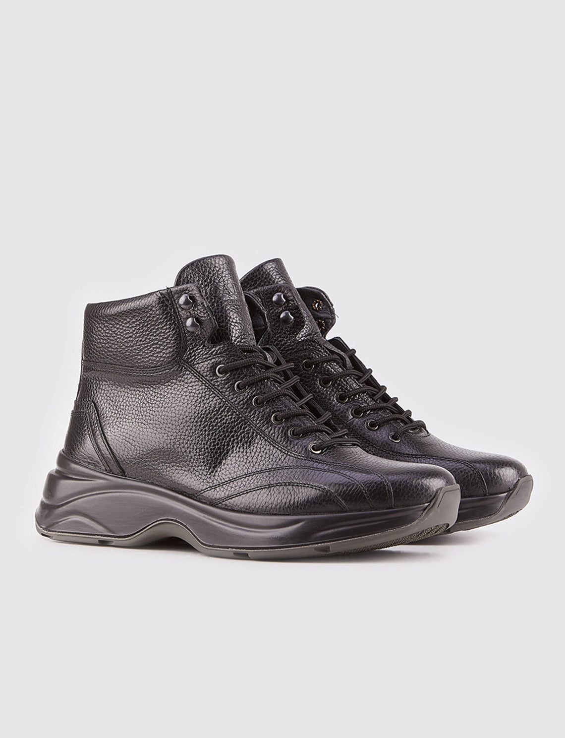 Cabani 258E528 Erkek %100 Hakiki Deri Sneaker Ayakkabı 426 Siyah Kırma