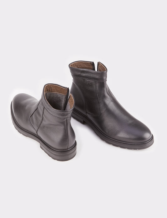 Cabani 546E1601 Erkek %100 Hakiki Deri Loafer Bot 464 Siyah Ufak Kırma