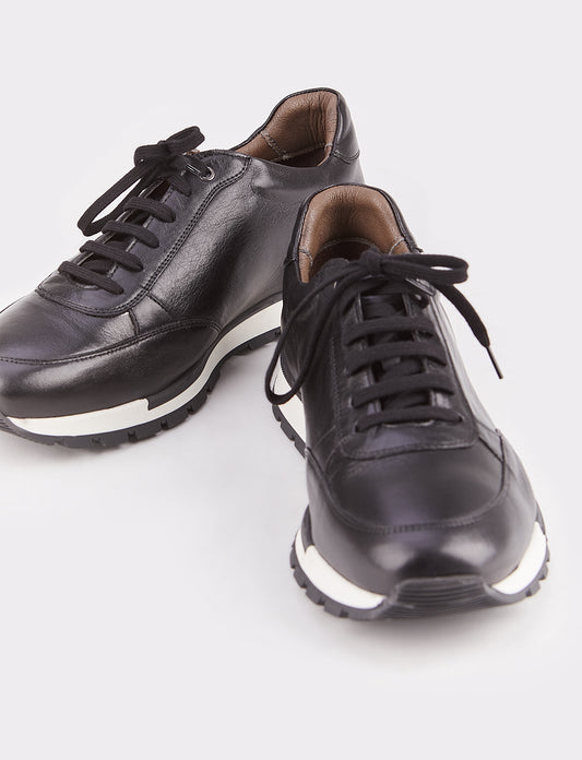 Cabani 460M1585 Erkek %100 Hakiki Deri Sneaker Ayakkabı Siyah