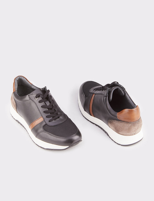 Cabani 520M1580 Erkek %100 Hakiki Deri Sneaker Ayakkabı Siyah