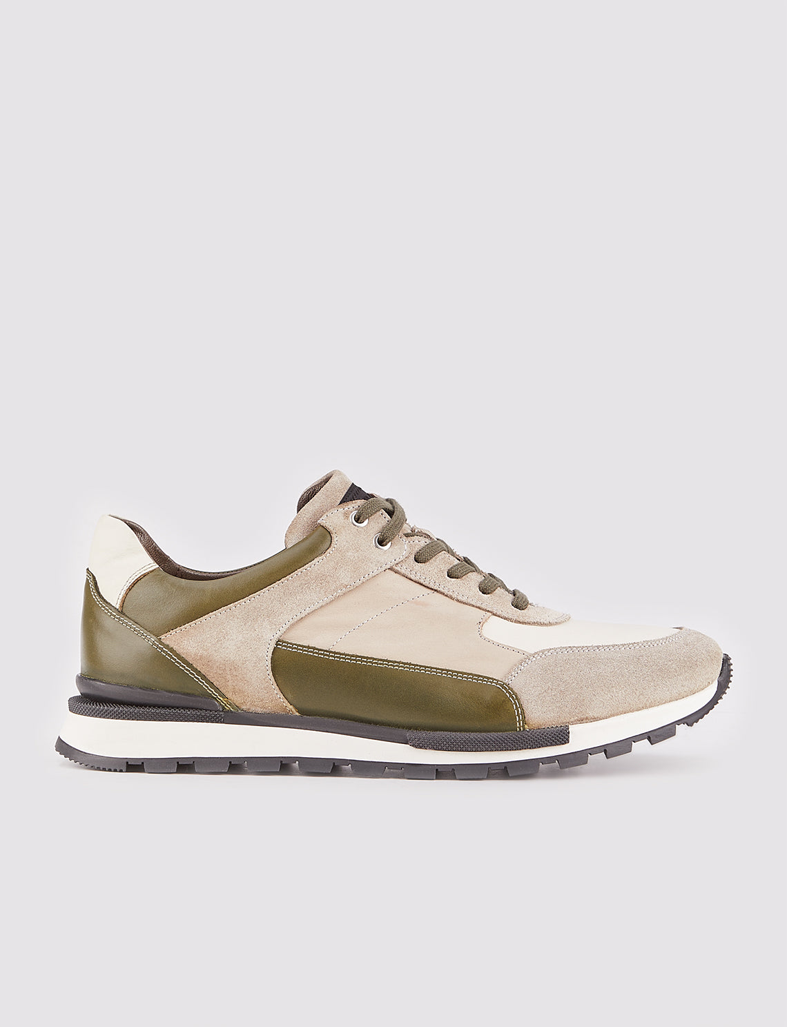 Cabani 460M1565 Erkek %100 Hakiki Deri Sneaker Ayakkabı 1124 Taba Süet-Vizon Paraşüt-Beyaz Napa