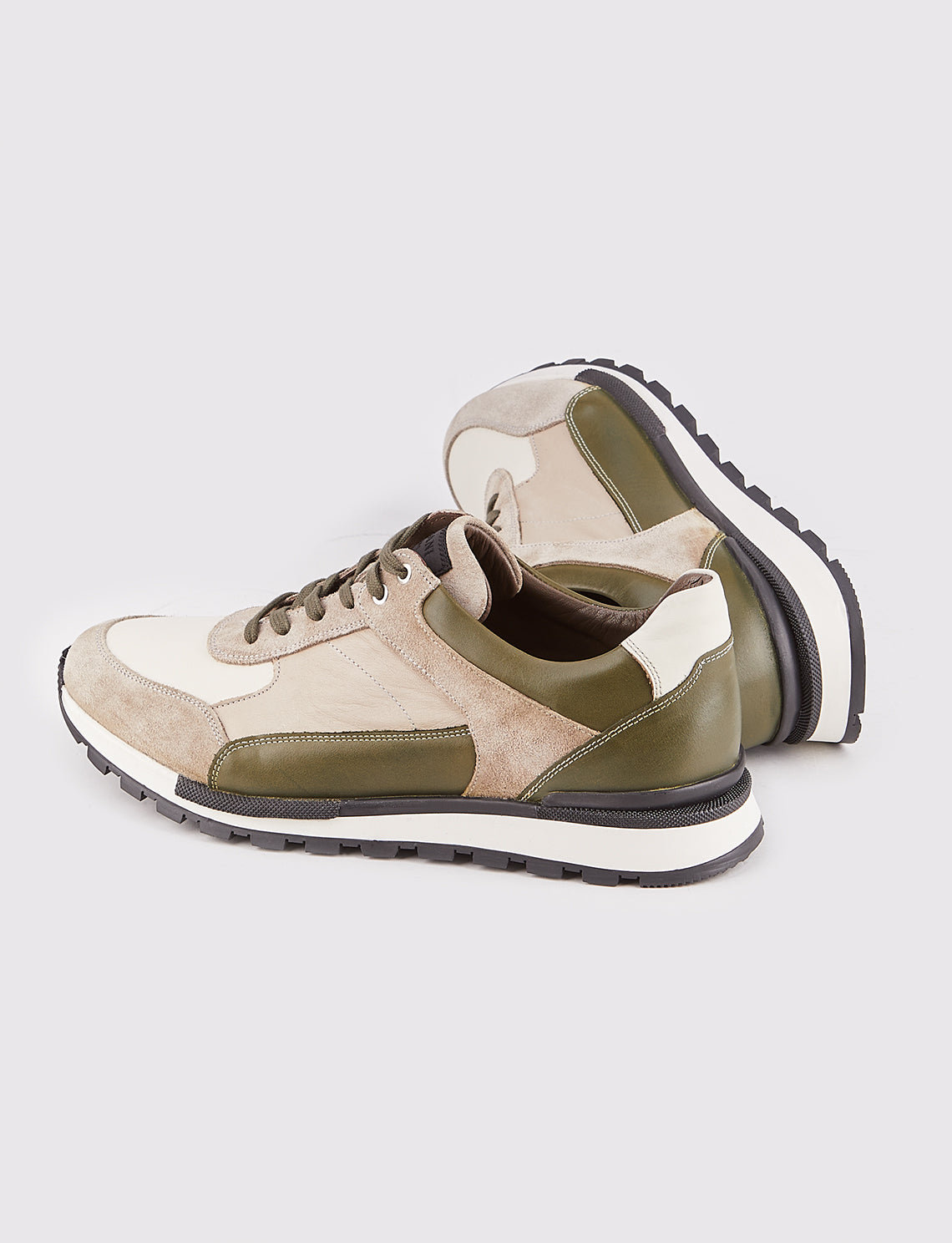 Cabani 460M1565 Erkek %100 Hakiki Deri Sneaker Ayakkabı 1124 Taba Süet-Vizon Paraşüt-Beyaz Napa