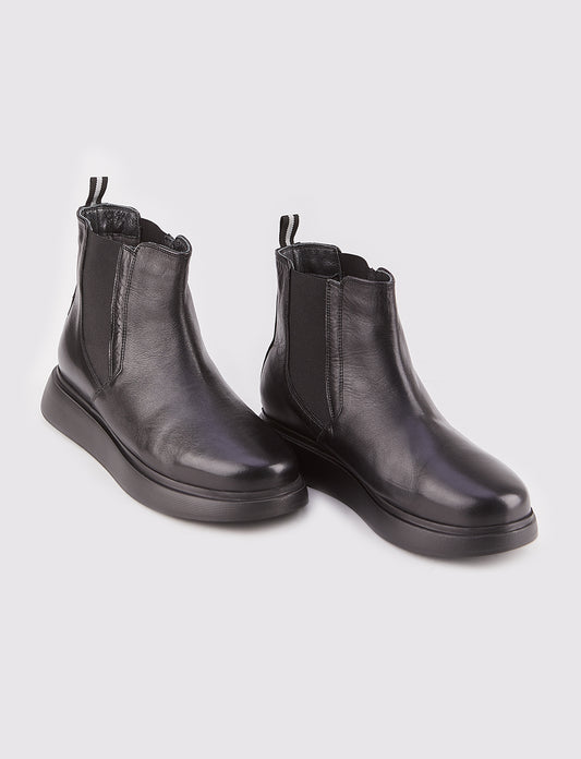 Cabani 544E1379 Erkek %100 Hakiki Deri Loafer Bot Siyah