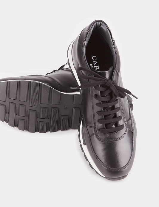Cabani 460K1585 Erkek %100 Hakiki Deri Sneaker Ayakkabı 400 Siyah Napa