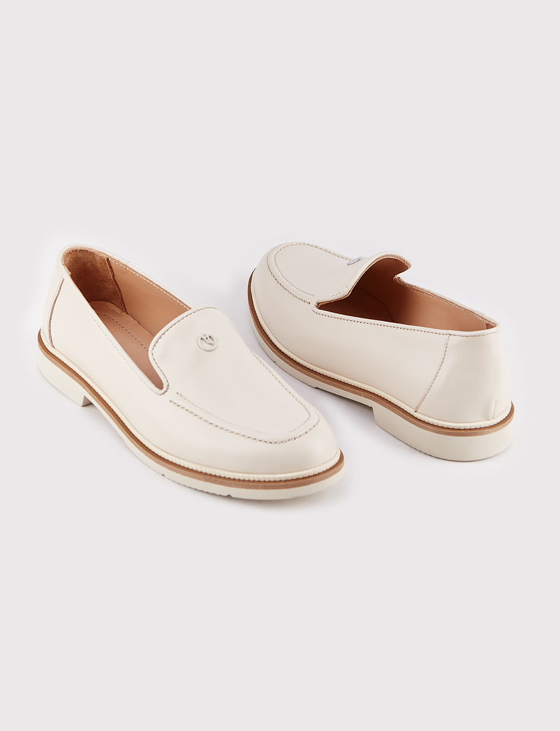 Women Beige Genuine Leather Loafers