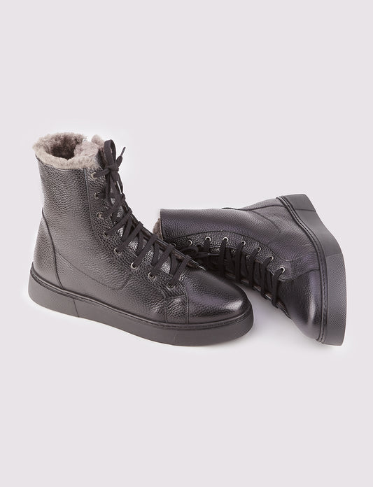 Cabani 378K1609 Erkek %100 Hakiki Deri Loafer Bot 426 Siyah Kırma