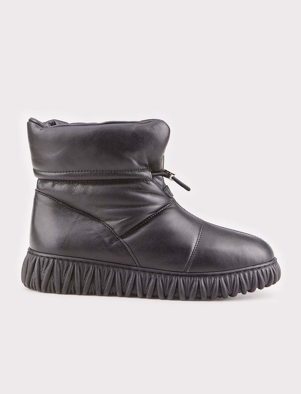 Cabani 10053-K Kadın %100 Hakiki Deri Loafer Bot Siyah Fsn - Siyah Deri