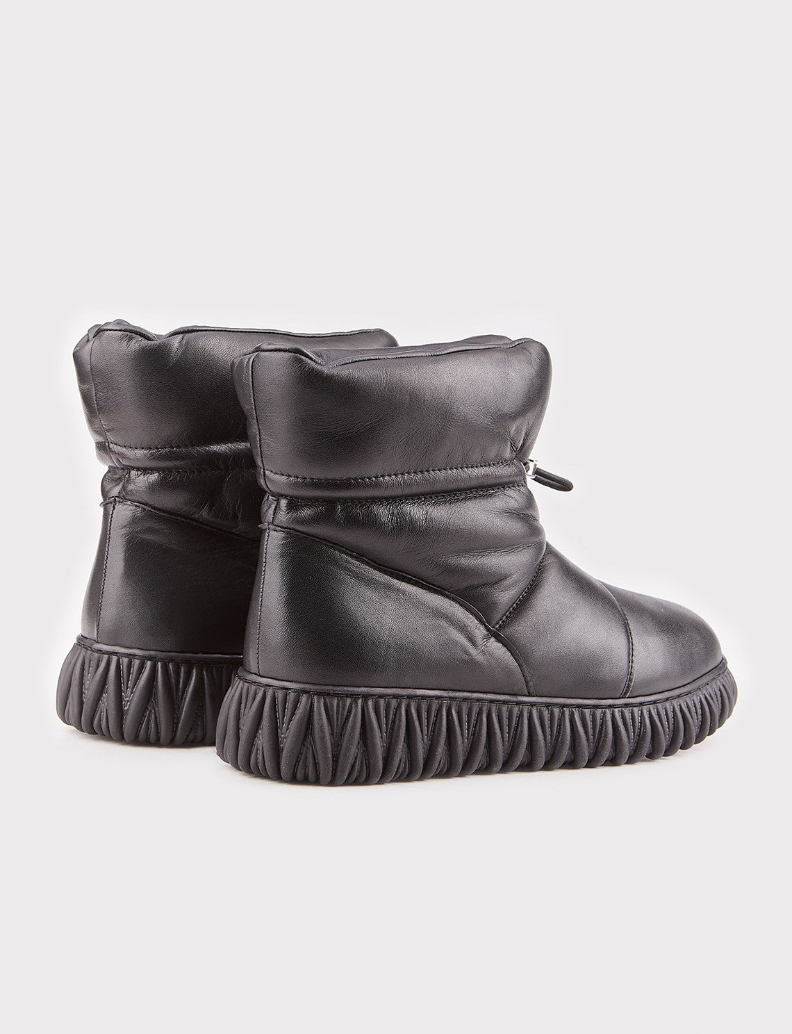Cabani 10053-K Kadın %100 Hakiki Deri Loafer Bot Siyah Fsn - Siyah Deri