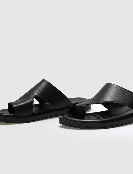 Cabani 428 Erkek %100 Hakiki Deri Parmak Arası Terlik Siyah