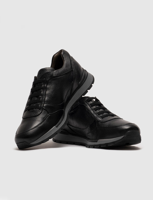 Cabani 460M1648 Erkek %100 Hakiki Deri Sneaker Ayakkabı 432 Siyah Geyik