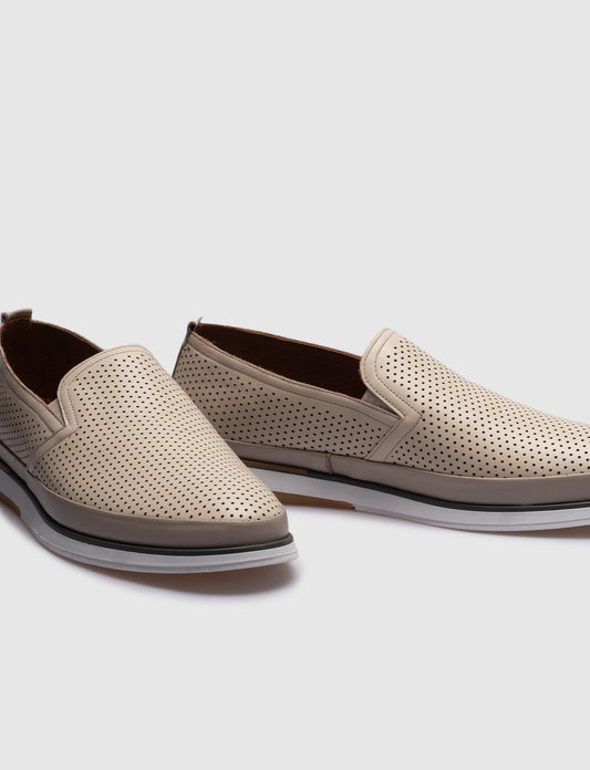 Cabani 6820 Erkek %100 Hakiki Deri loafer & makosen Krem Deri