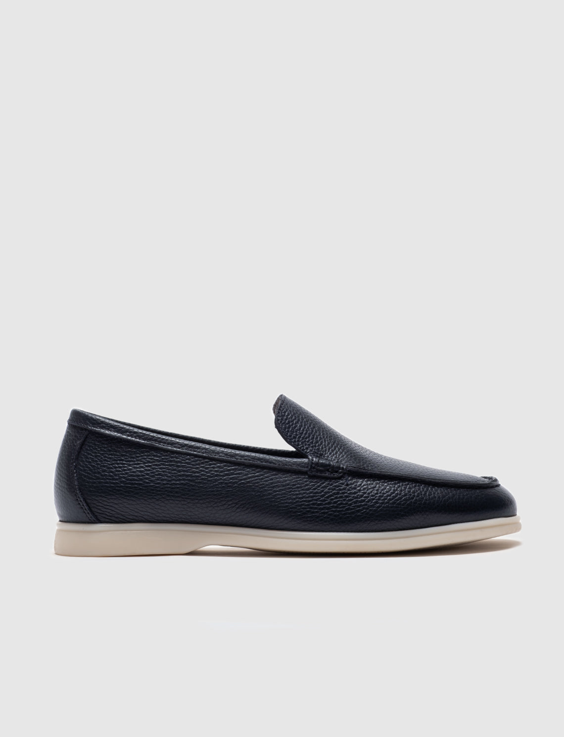 Men Navy Blue Genuine Leather Casual Slip Ons