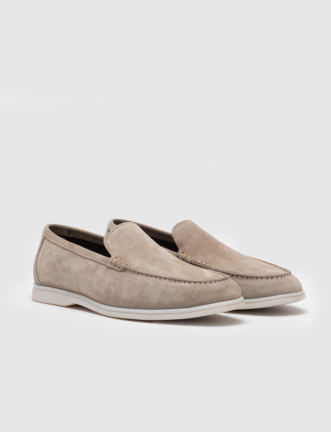 Men Beige Genuine Leather Casual Slip Ons