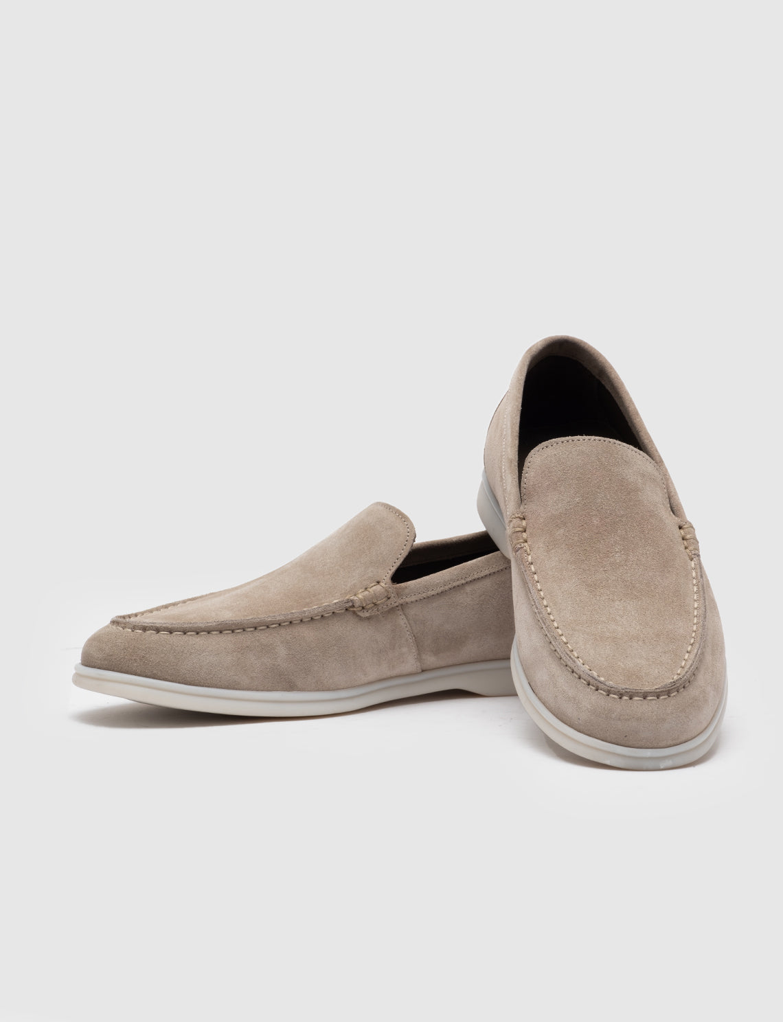 Men Beige Genuine Leather Casual Slip Ons