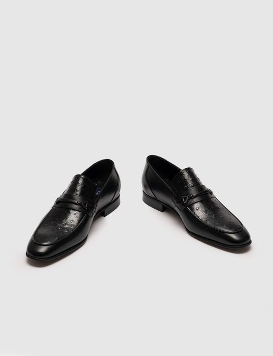 Cabani 1407 Erkek %100 Hakiki Deri Klasik Ayakkabı Siyah Antik-Siyah Devekuşu