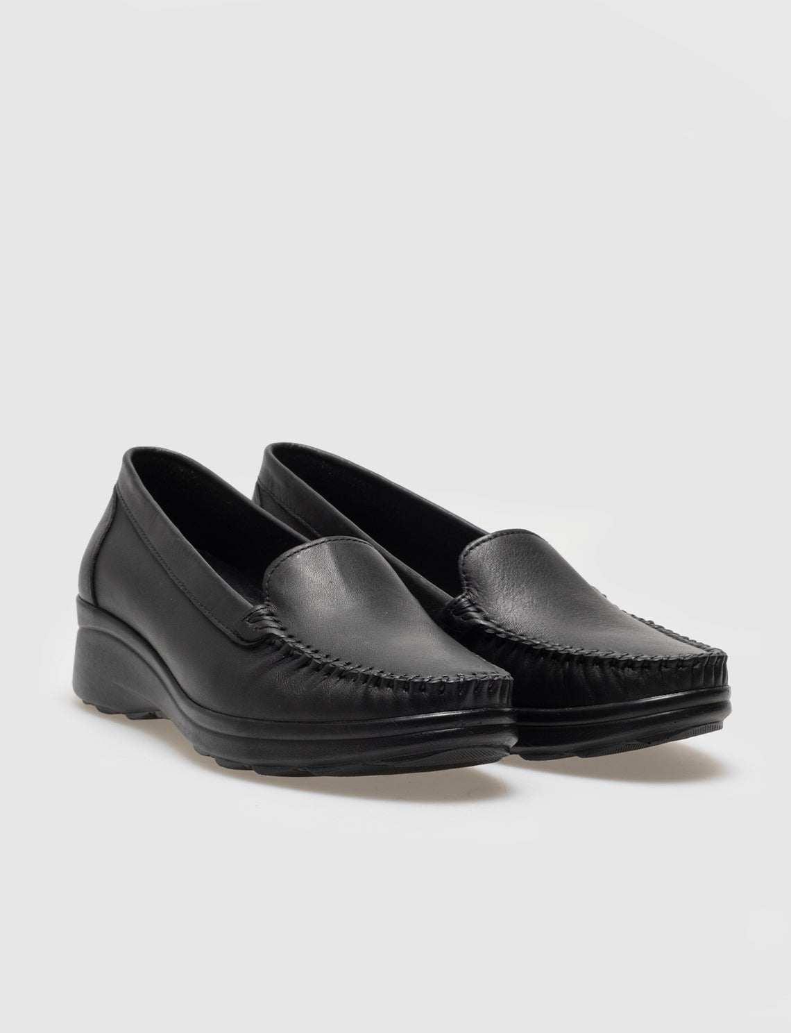 Women Black Genuine Leather Comfort Shoes