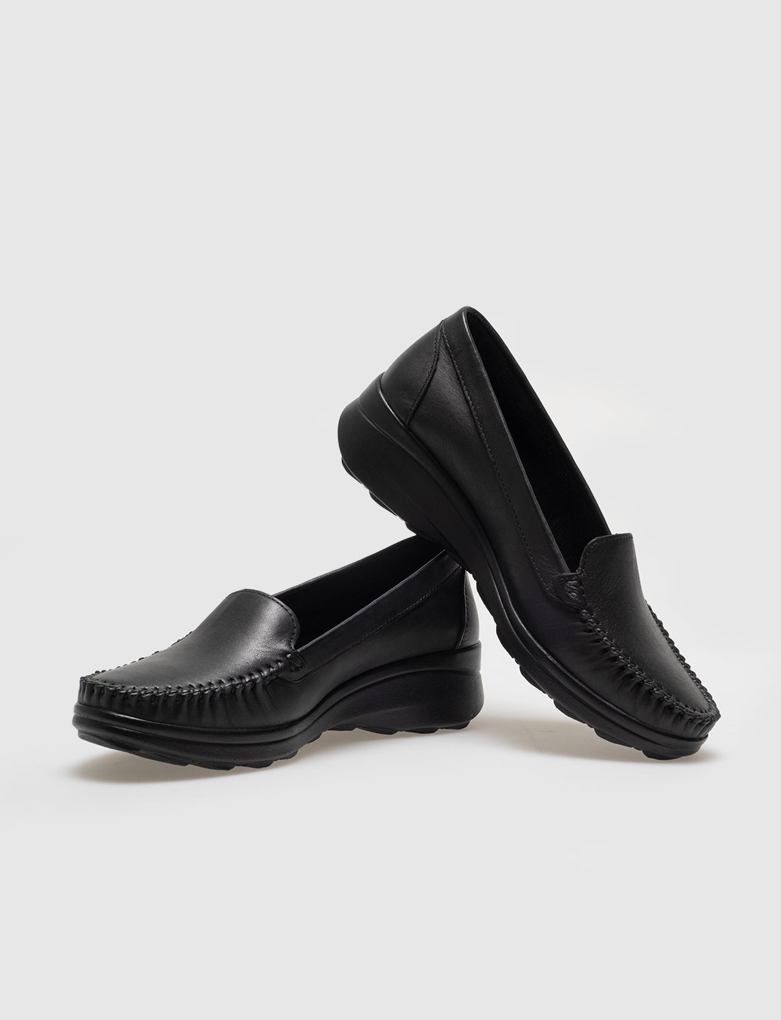 Women Black Genuine Leather Comfort Shoes