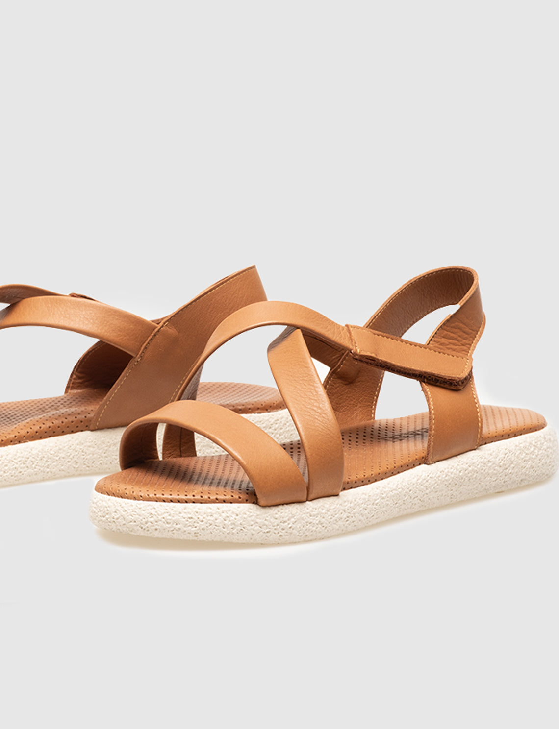 Women Tan Genuine Leather Strap Detail Sandals