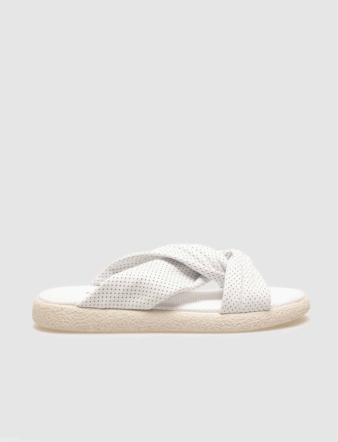 Women White Genuine Leather Slides