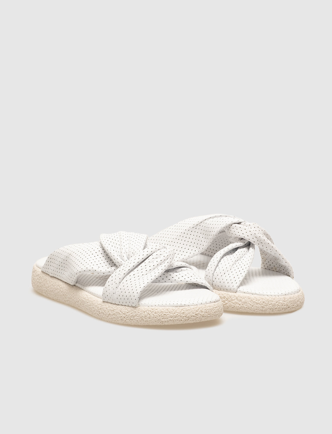 Women White Genuine Leather Slides