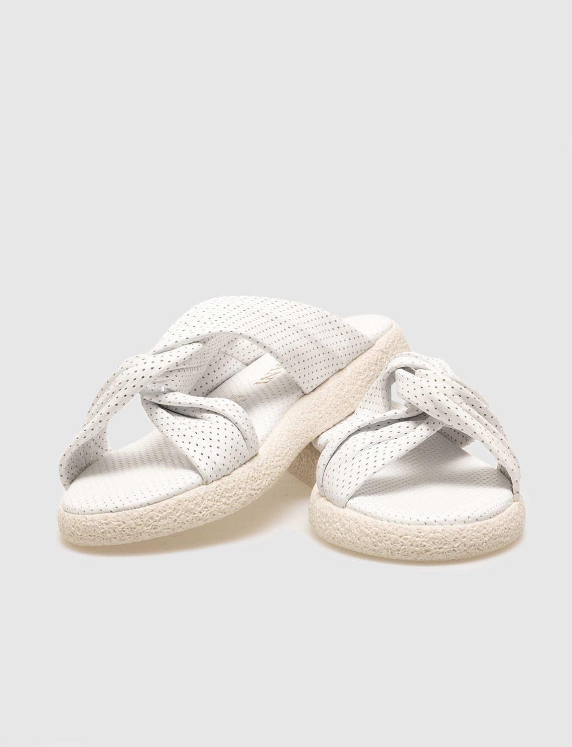 Women White Genuine Leather Slides