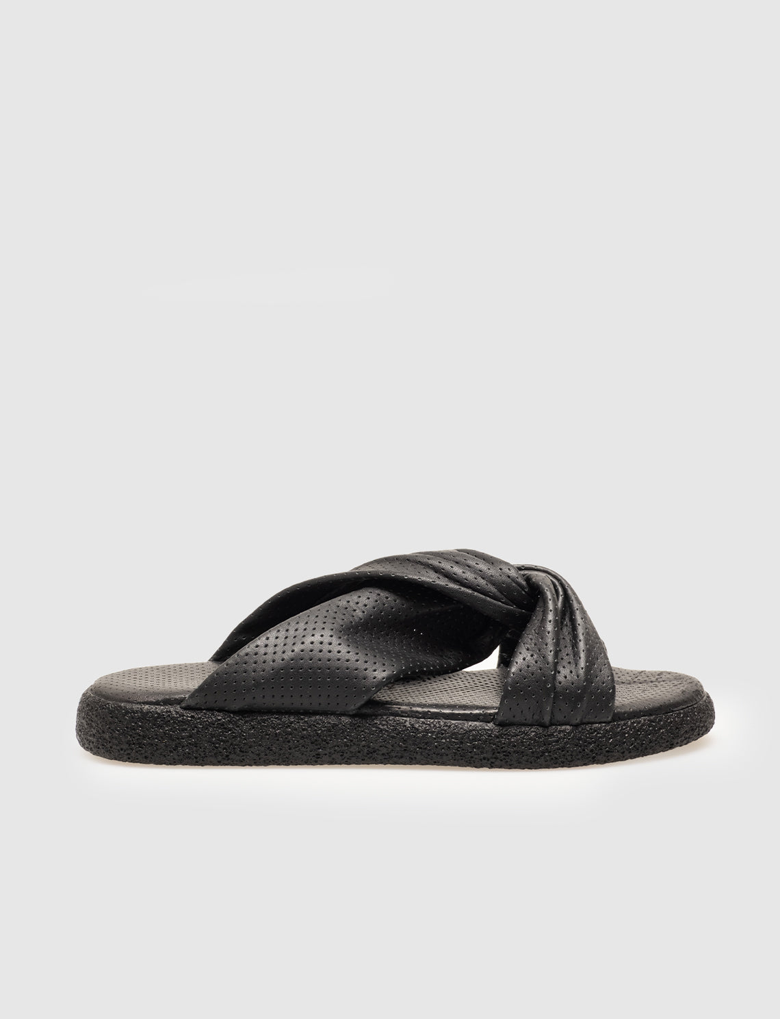 Women Black Genuine Leather Slides