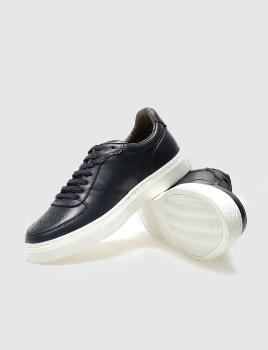 Cabani 518M1641 Erkek %100 Hakiki Deri Sneaker Ayakkabı 790 Lacivert Antik