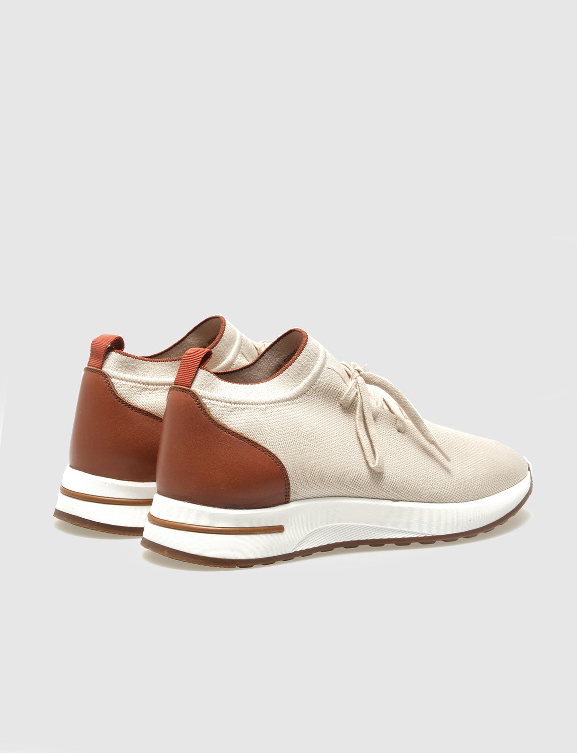 Cabani 598B1687 Erkek Triko Sneaker Ayakkabı 1298 Bej Triko-Kiremit Triko-Bej Napa