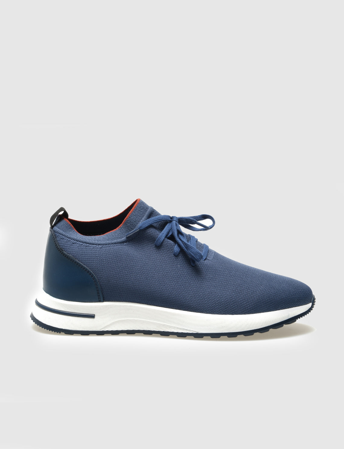 Men Blue Lace Up Knit Sneakers