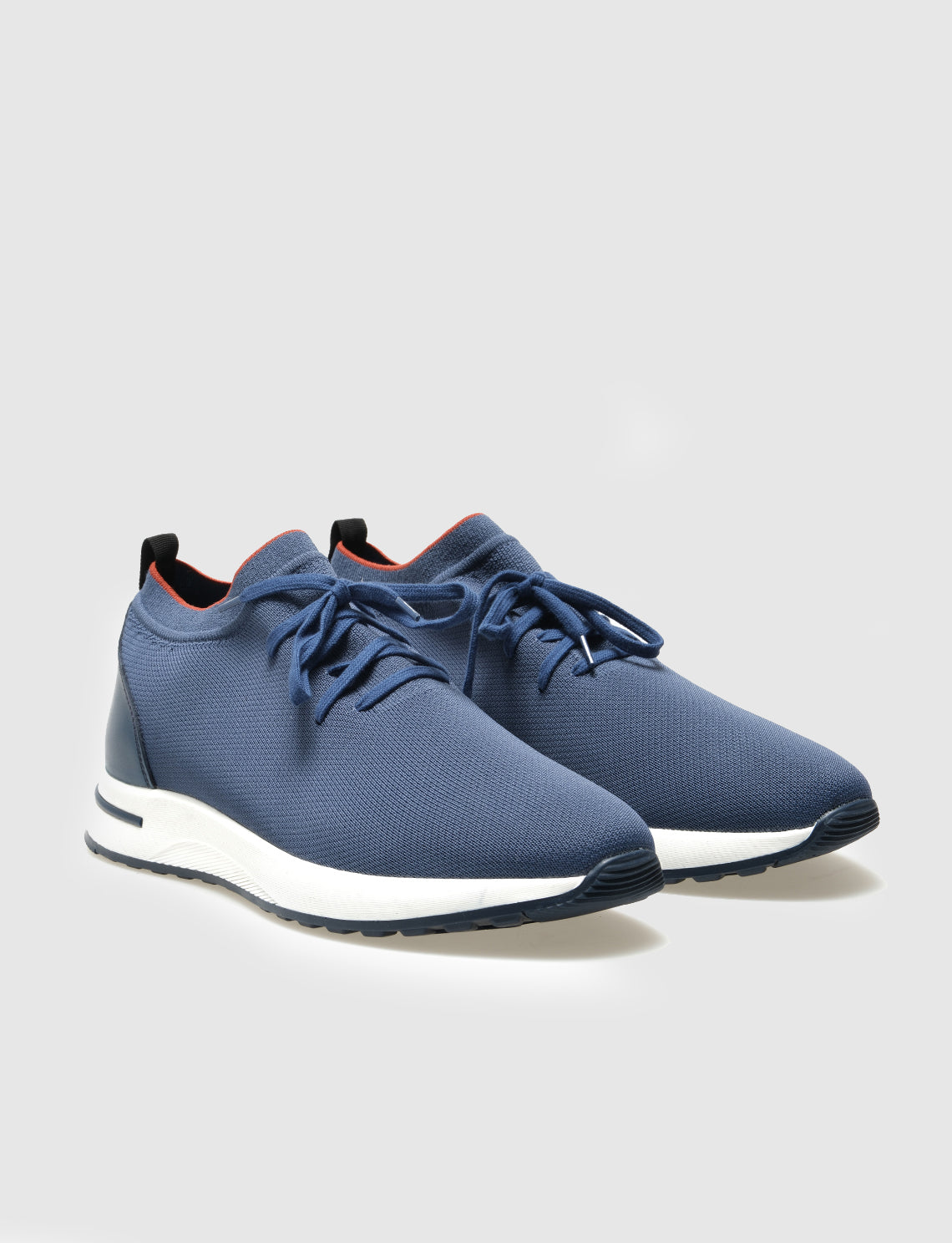 Men Blue Lace Up Knit Sneakers