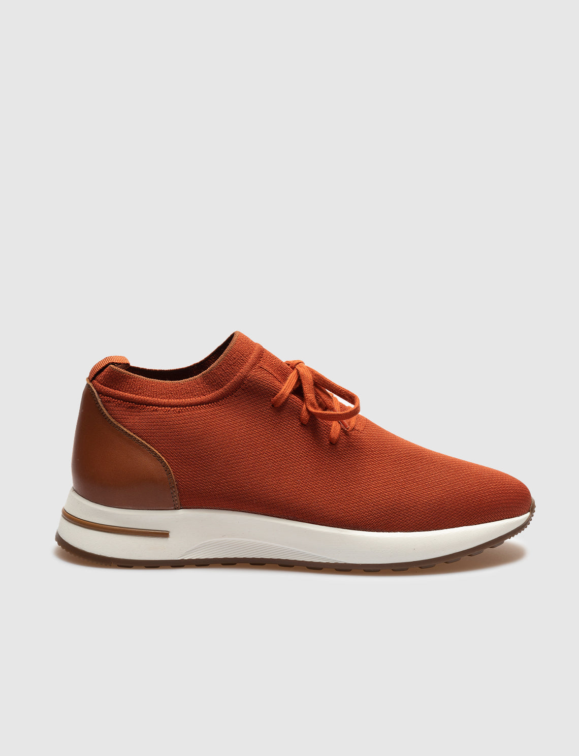 Men Burnt Orange Lace Up Knit Sneakers