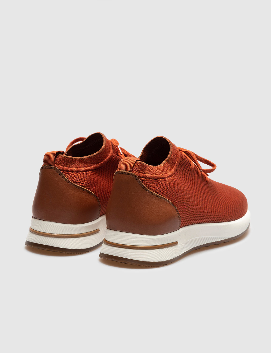 Men Burnt Orange Lace Up Knit Sneakers