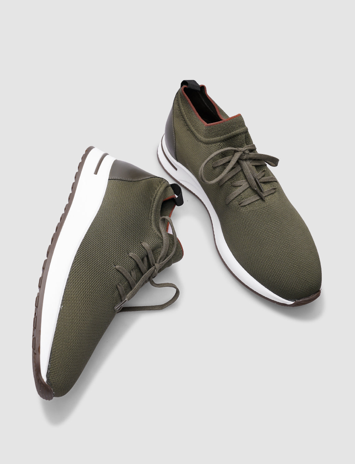 Cabani 598B1687 Erkek Triko Sneaker Ayakkabı 1415 Olive Triko-Haki Napa