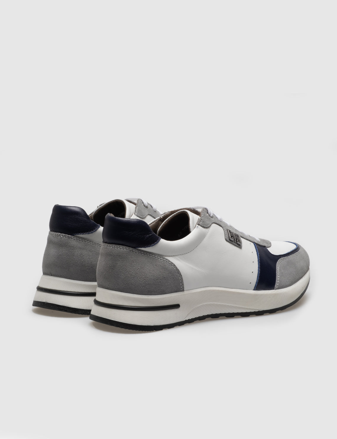 Cabani 598M1625 Erkek %100 Hakiki Deri Sneaker Ayakkabı 1218 Kirli Beyaz Napa - Gri Süet-Lacivert Nap