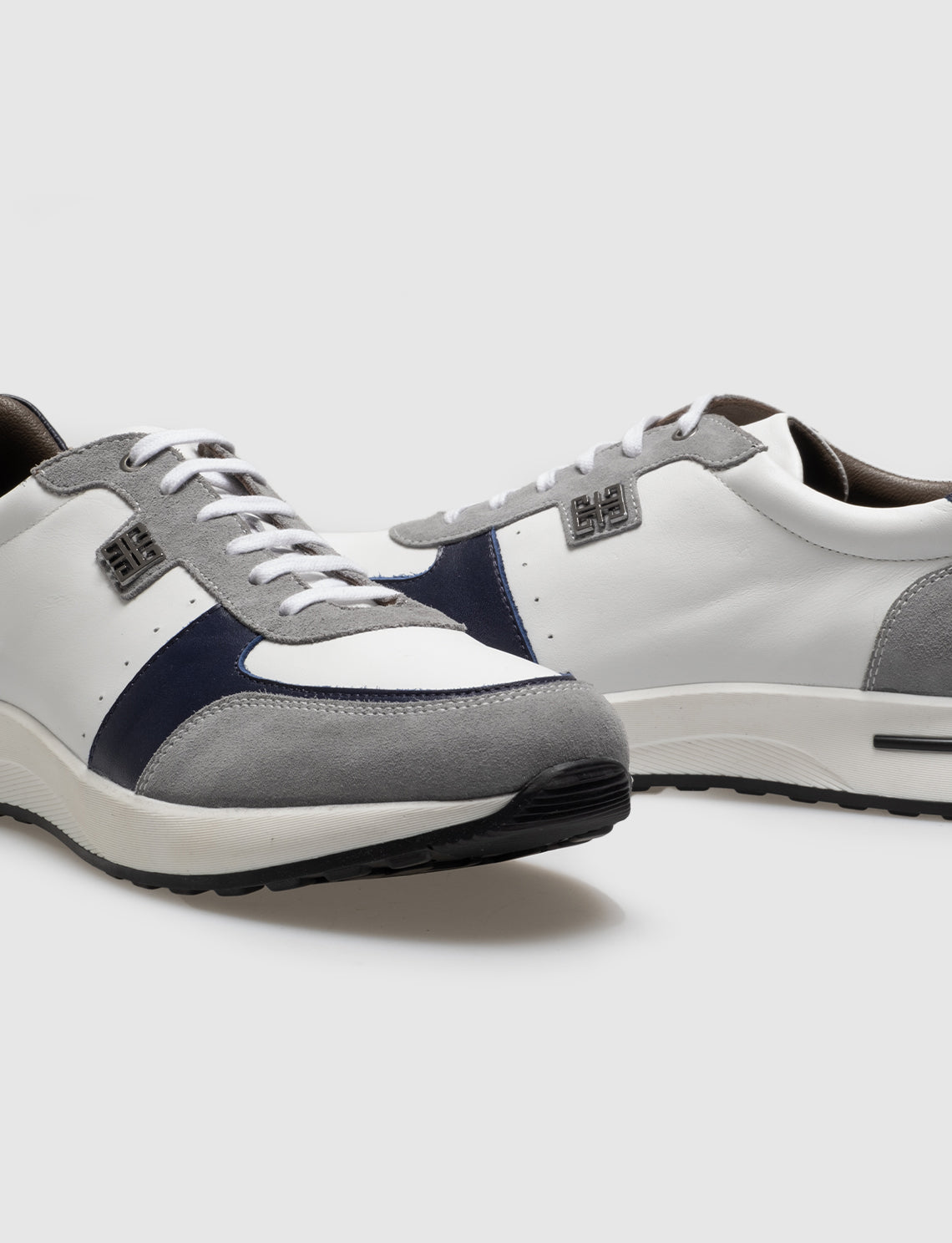 Cabani 598M1625 Erkek %100 Hakiki Deri Sneaker Ayakkabı 1218 Kirli Beyaz Napa - Gri Süet-Lacivert Nap