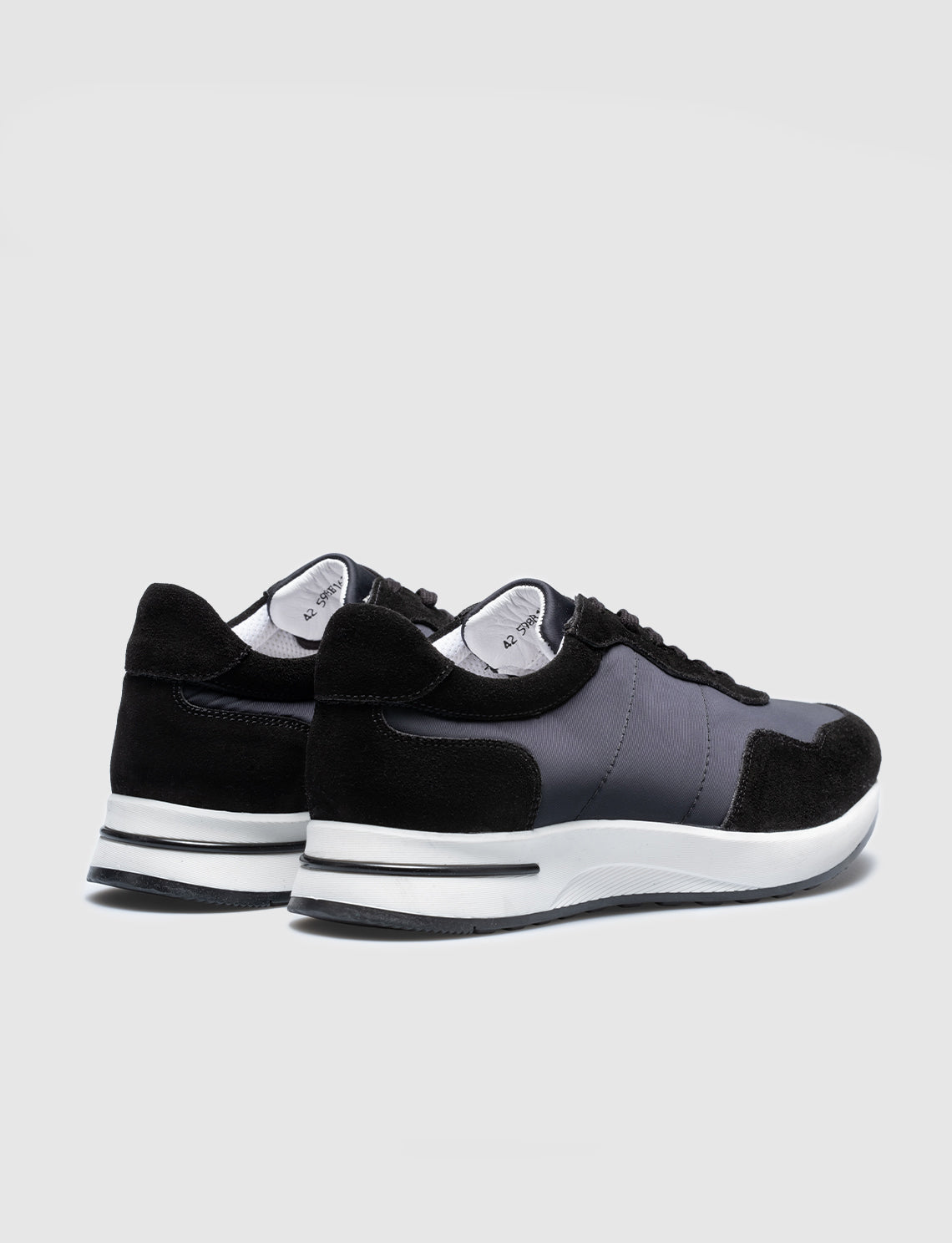 Cabani 598B1636 Erkek %100 Hakiki Deri Sneaker Ayakkabı 1239 Gri Süet-Siyah Süet