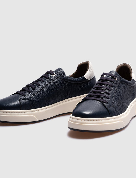Cabani 537M1495 Erkek %100 Hakiki Deri Sneaker Ayakkabı 952 Lacivert Kırma-Beyaz Kırma