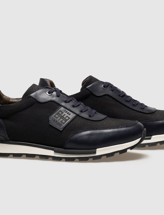 Cabani 460M1691 Erkek %100 Hakiki Deri Sneaker Ayakkabı 1008 Lacivert Antik-Siyah Triko