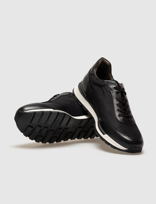 Cabani 460M1691 Erkek %100 Hakiki Deri Sneaker Ayakkabı 614 Siyah Nata - Siyah Impertex