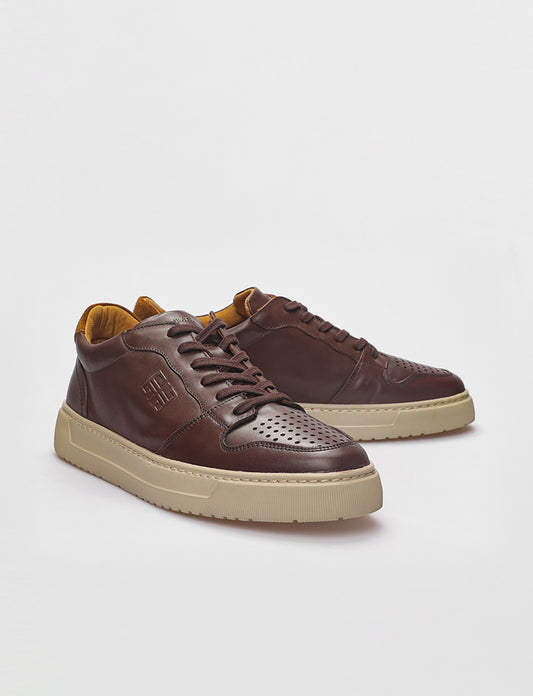 Cabani 603B1695B Erkek %100 Hakiki Deri Sneaker Ayakkabı 314 Kahve Antik