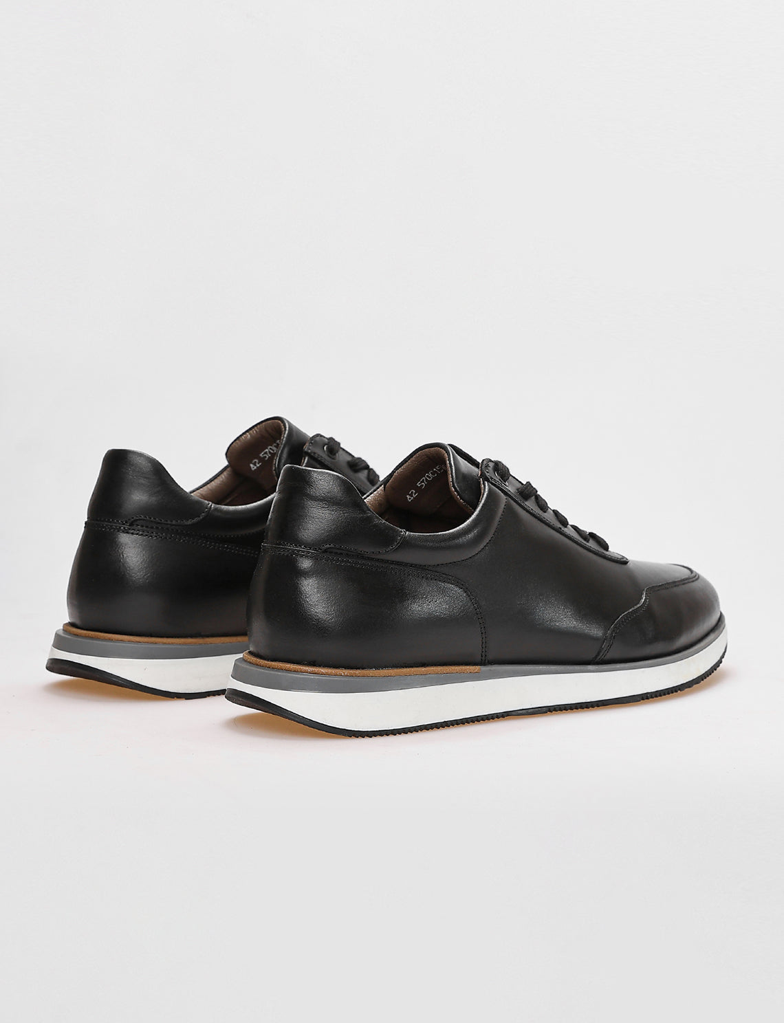 Cabani 570C1510 Erkek %100 Hakiki Deri Sneaker Ayakkabı 017 Siyah Antik-Siyah Geyik