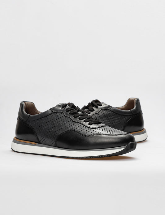 Cabani 570M1711B Erkek %100 Hakiki Deri Sneaker Ayakkabı 973 Siyah Antik - Füme Deri