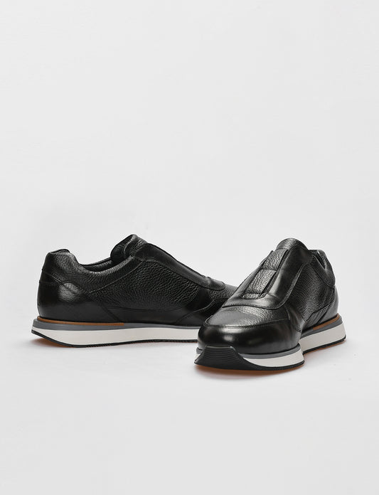 Cabani 570K1579 Erkek %100 Hakiki Deri Sneaker Ayakkabı 410 Siyah Bufalo-Siyah Geyik