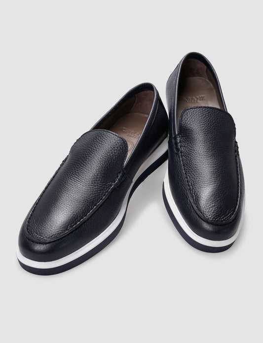 Cabani 606M1651 Erkek %100 Hakiki Deri Sneaker Ayakkabı 1116 Lacivert Geyik