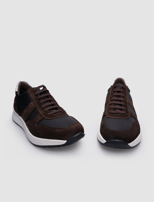 Cabani 620C1715 Erkek %100 Hakiki Deri Günlük Ayakkabı 1353 Kahve Süet-Siyah Bez-Beyaz Deri