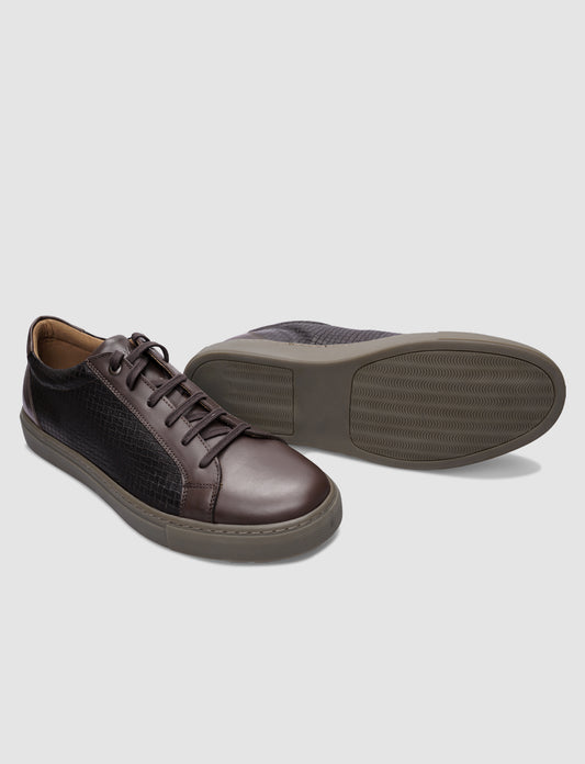 Cabani 517B995B Erkek %100 Hakiki Deri sneaker &spor 671 Kahve Büyük Kroko-Kahve Deri