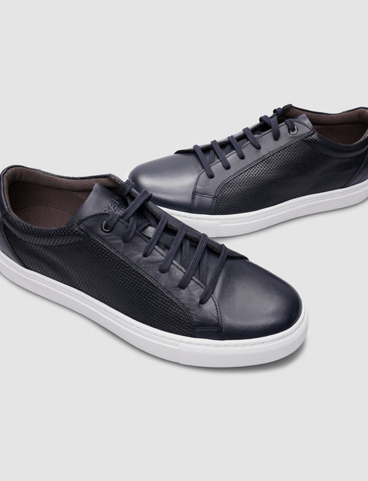 Cabani 517B995B Erkek %100 Hakiki Deri sneaker &spor 790-Lacivert Antik-Lacivert Delikli Napa