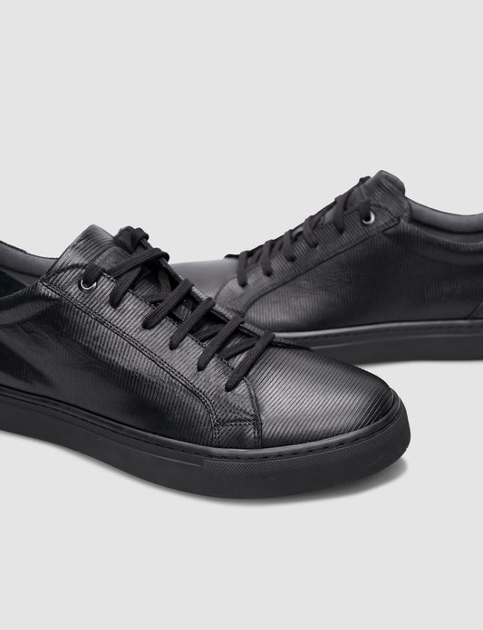 Cabani 517B995B Erkek %100 Hakiki Deri sneaker &spor 017 Siyah Antik-Siyah Geyik