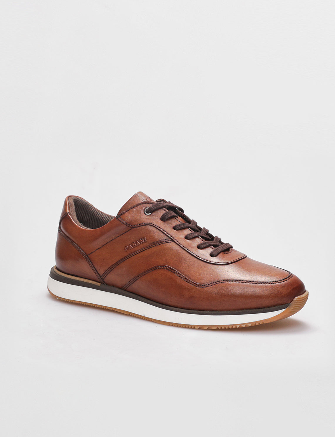 Men Brown Genuine Leather Lace Up Sneakers